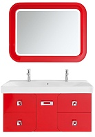 Водолей Мебель для ванной "Астрид 120" красная, 5 ящиков